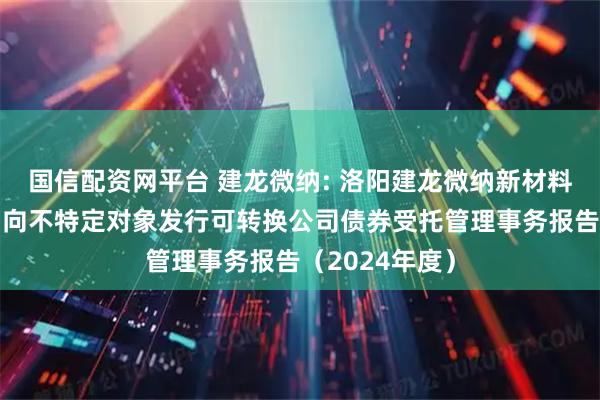 国信配资网平台 建龙微纳: 洛阳建龙微纳新材料股份有限公司向不特定对象发行可转换公司债券受托管理事务报告（2024年度）